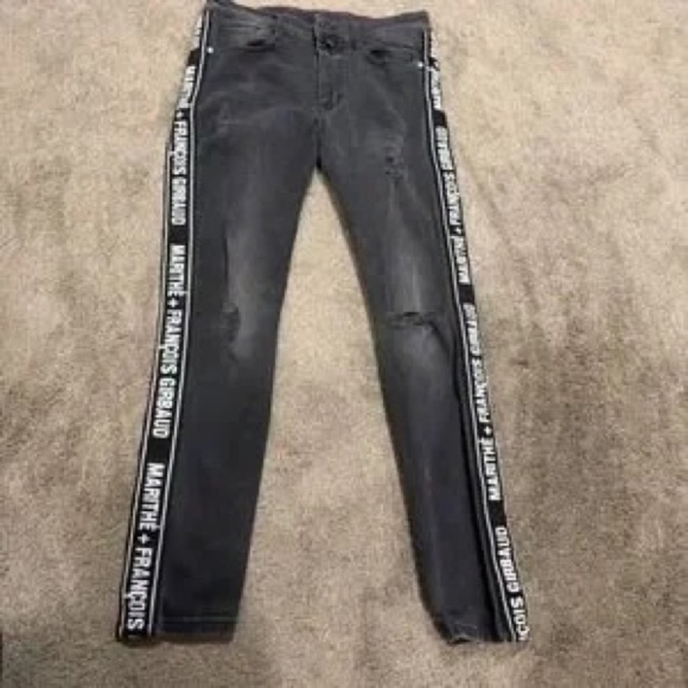 Black Skinny Jeans with Side Logo Tape - Picture 1 of 11